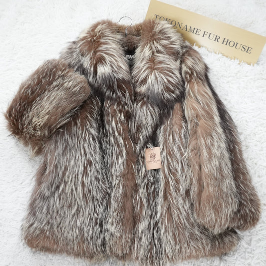 Silver Fox Fur Coat EMBA - Genuine Vintage Fur From Japan