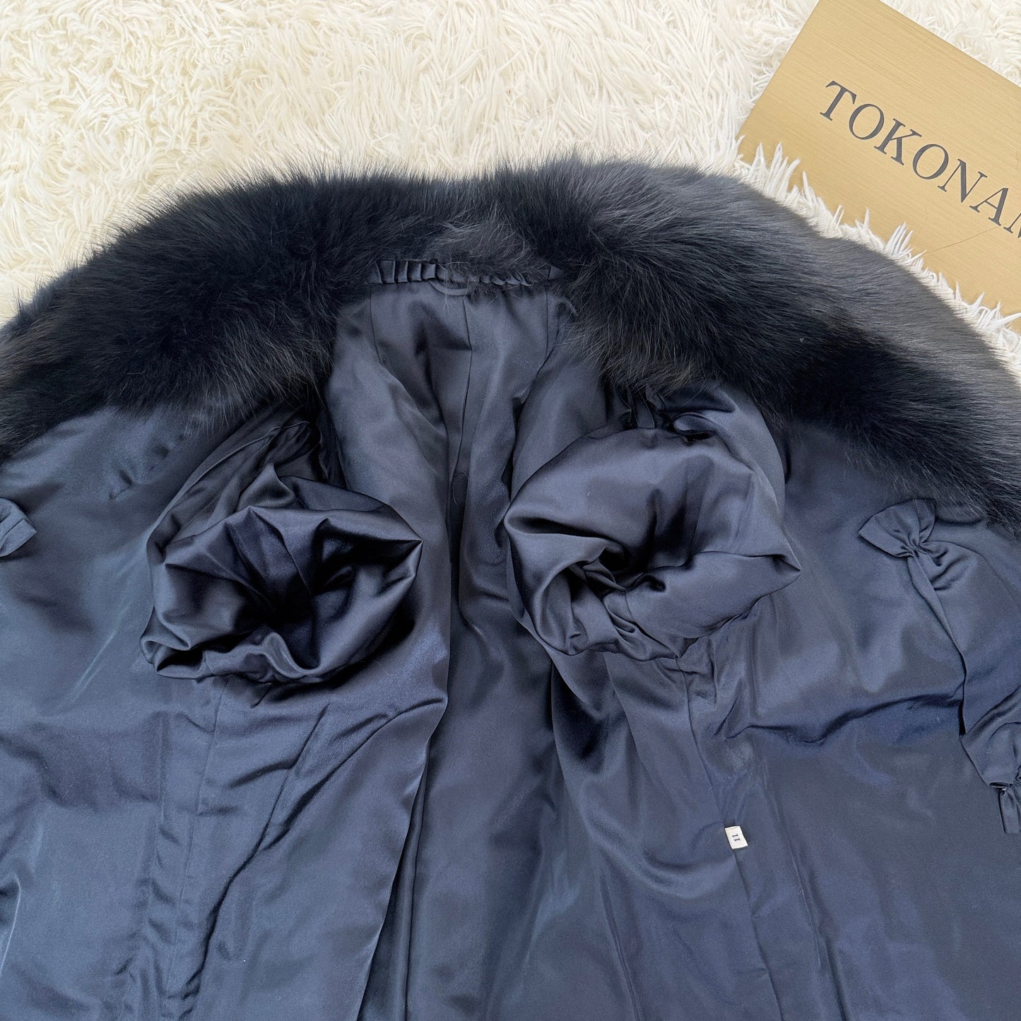 Blue Fox Navy Dyed Coat Soft and Fuffy Vintage Fur Japan