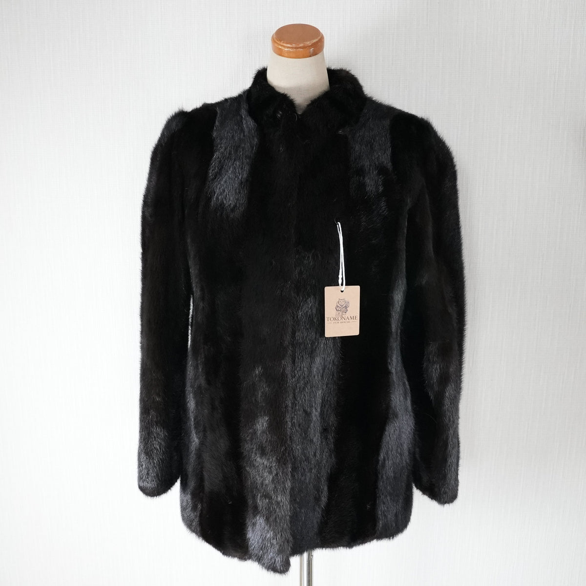 Dark Mink Stripe Design Coat Moonbat Fur - Genuine Vintage Fur From Japan