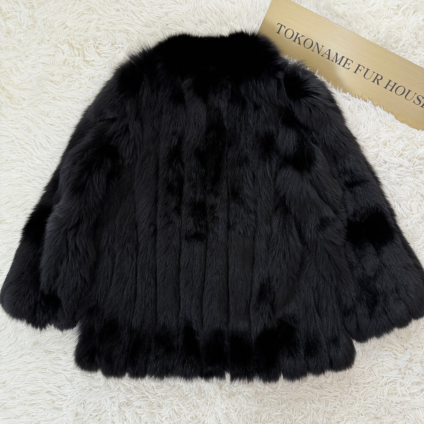 Black dye Fox Coat Genuine Vintage Fur Japan