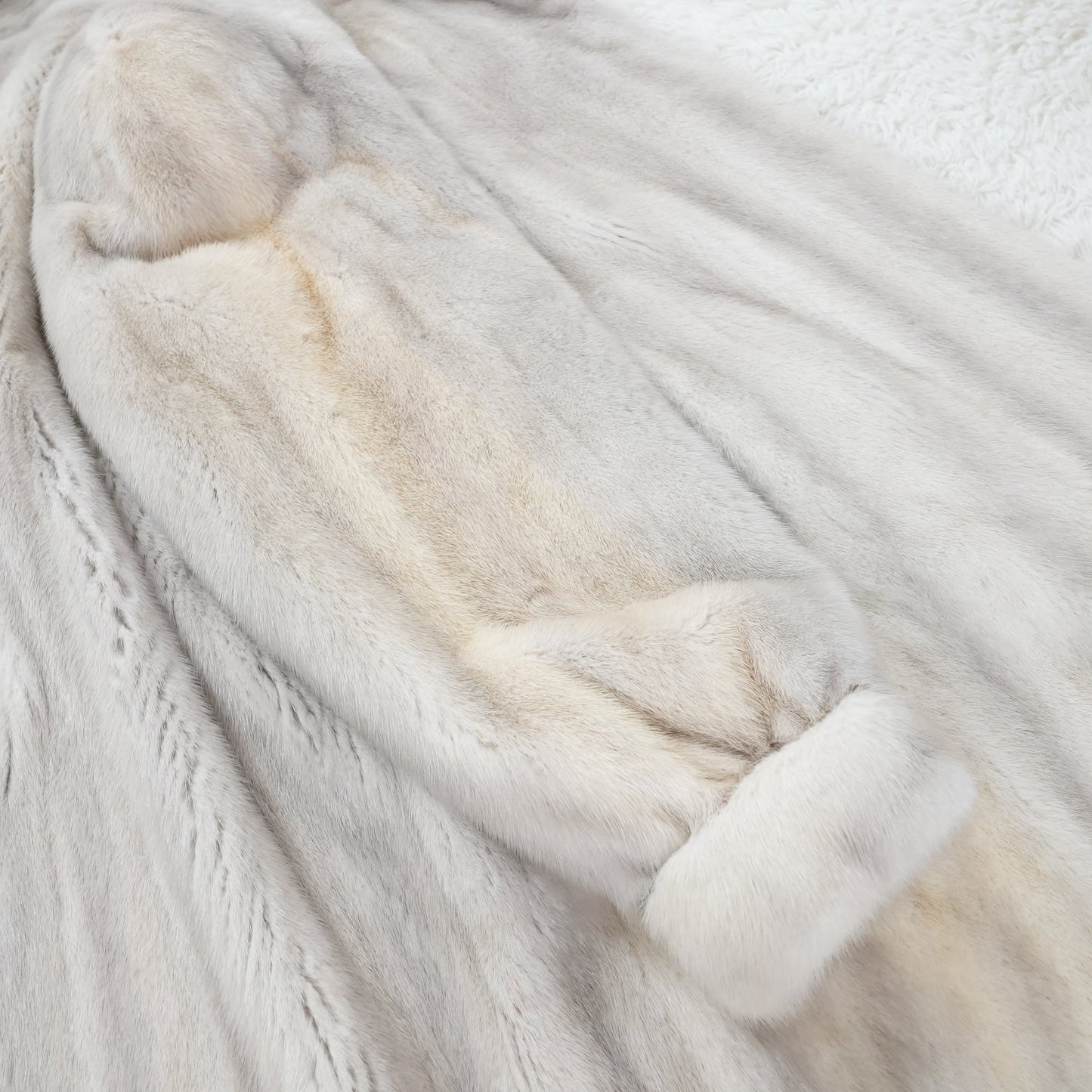 Lavender Mink Coat Patterned Design Roll-up Sleeve - Genuine Vintage Fur From Japan