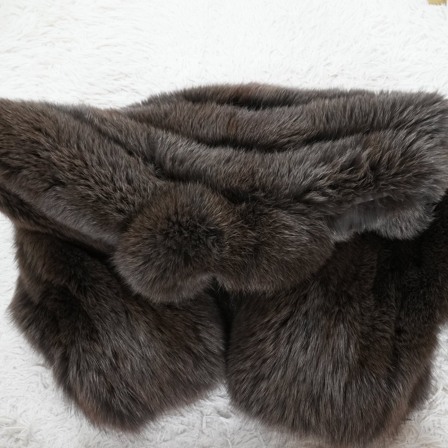 Dolman Sleeve Khaki Brown Dyed Fox Fur Coat Soft & Fluffy - Genuine Vintage Fur From Japan