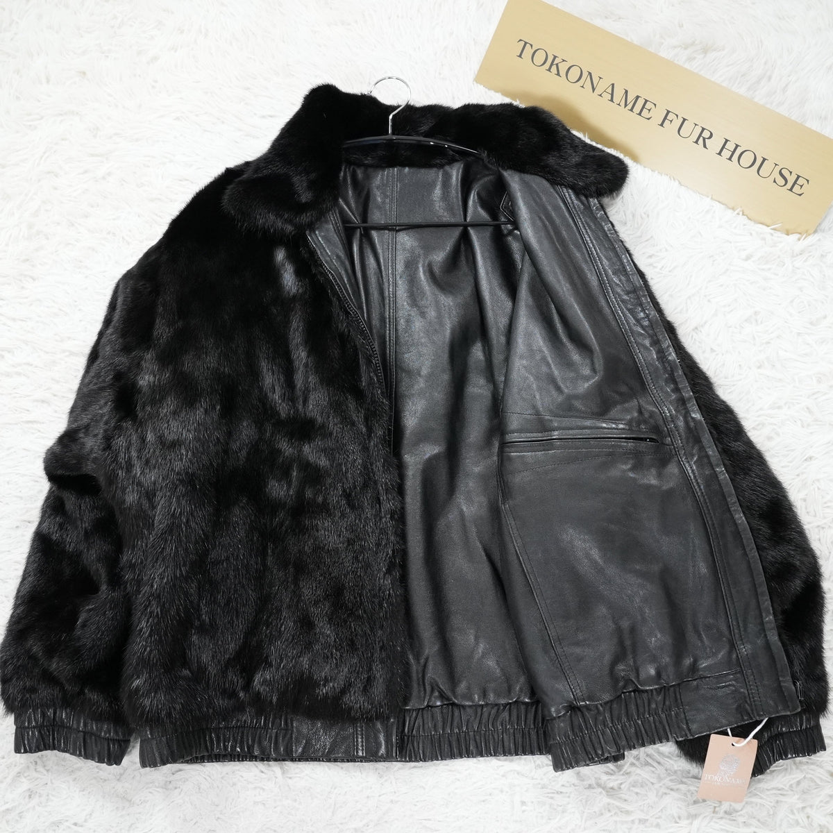 Men Mink and Leather Reversible Zip up Bomber Jacket - Genuine Vintage Fur From Japan