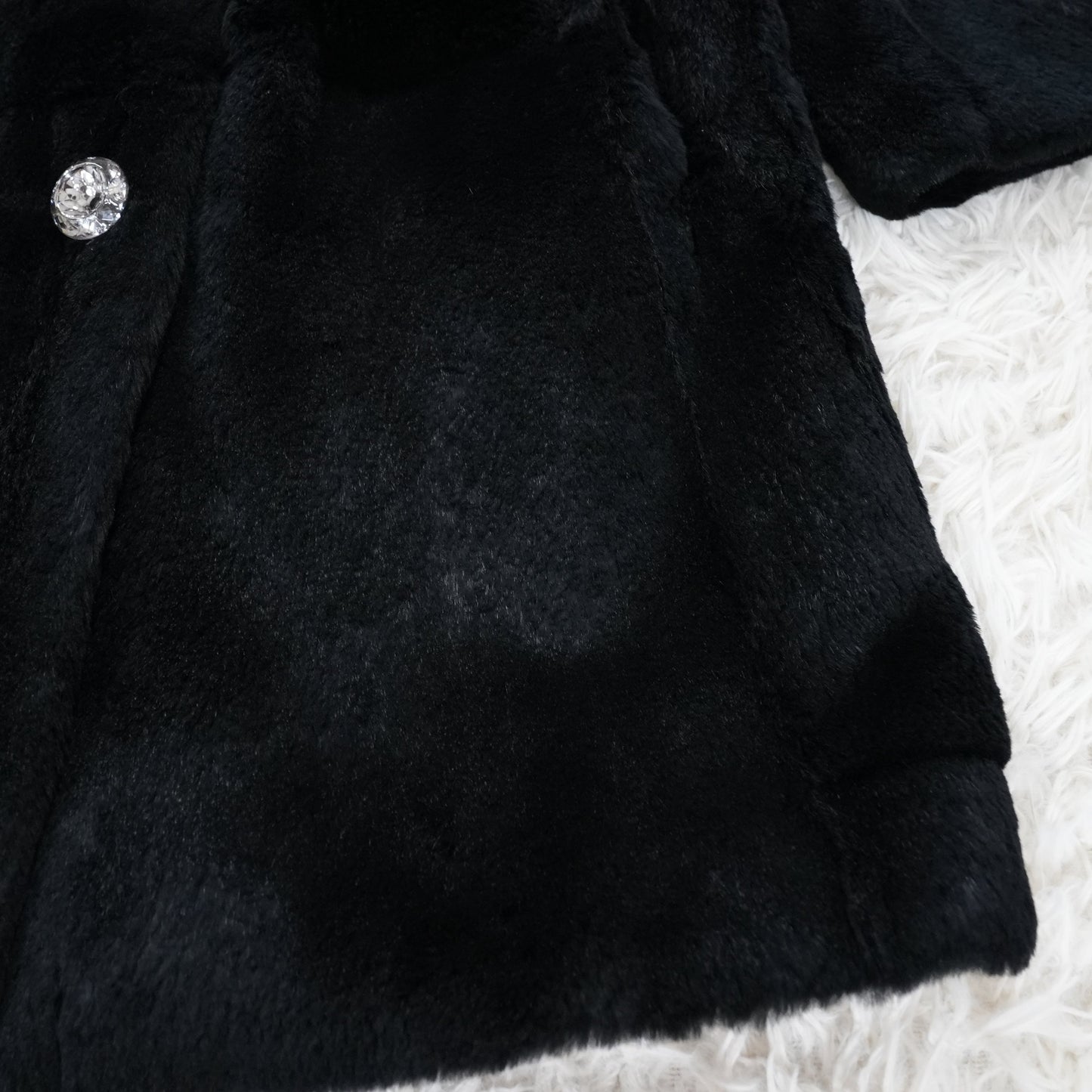 Rex rabbit Black Dyed Coat - Genuine Vintage Fur From Japan