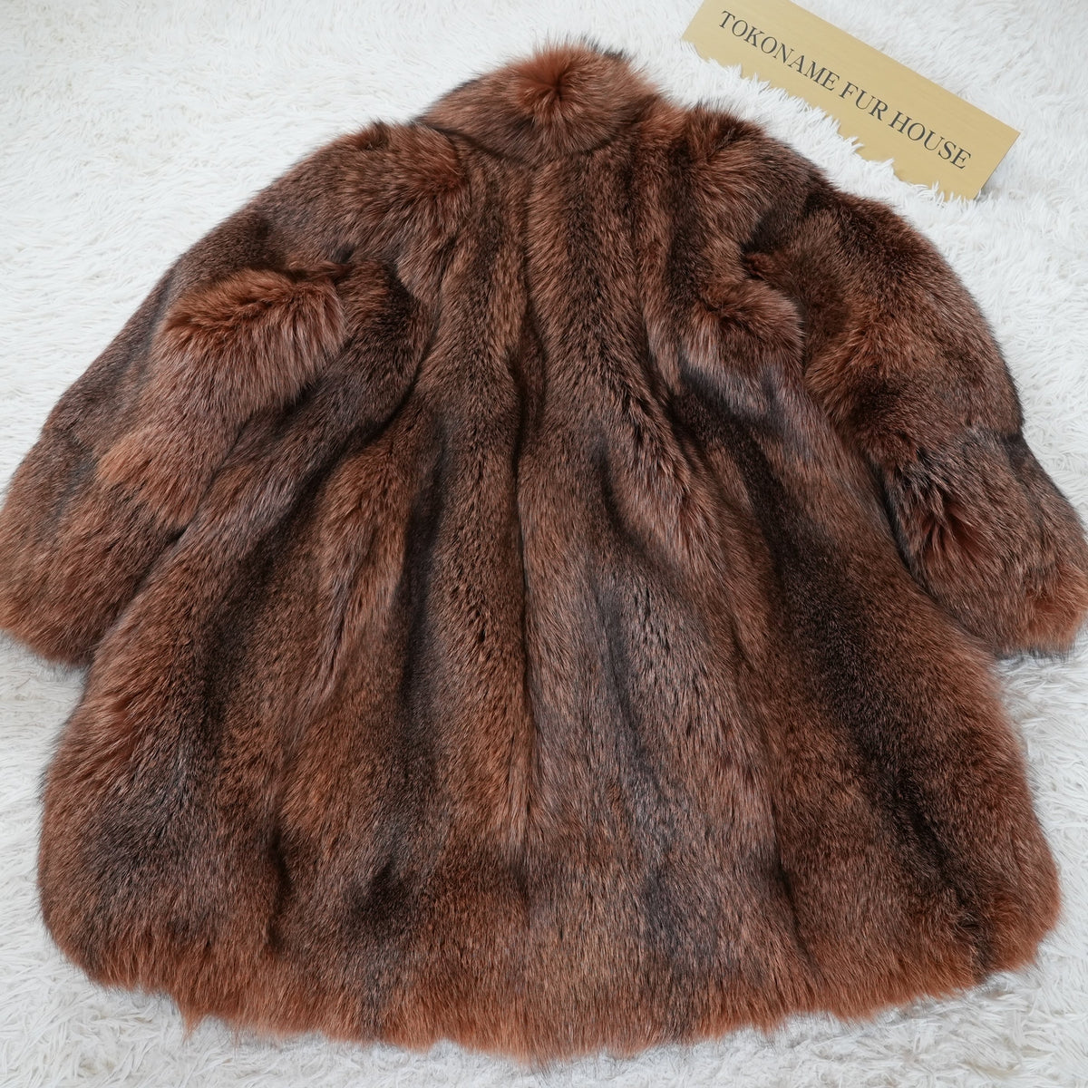 Reddish Brown Cross Dyed Fox Fur Long Coat Soft and Fluffy - Genuine Vintage Fur From Japan