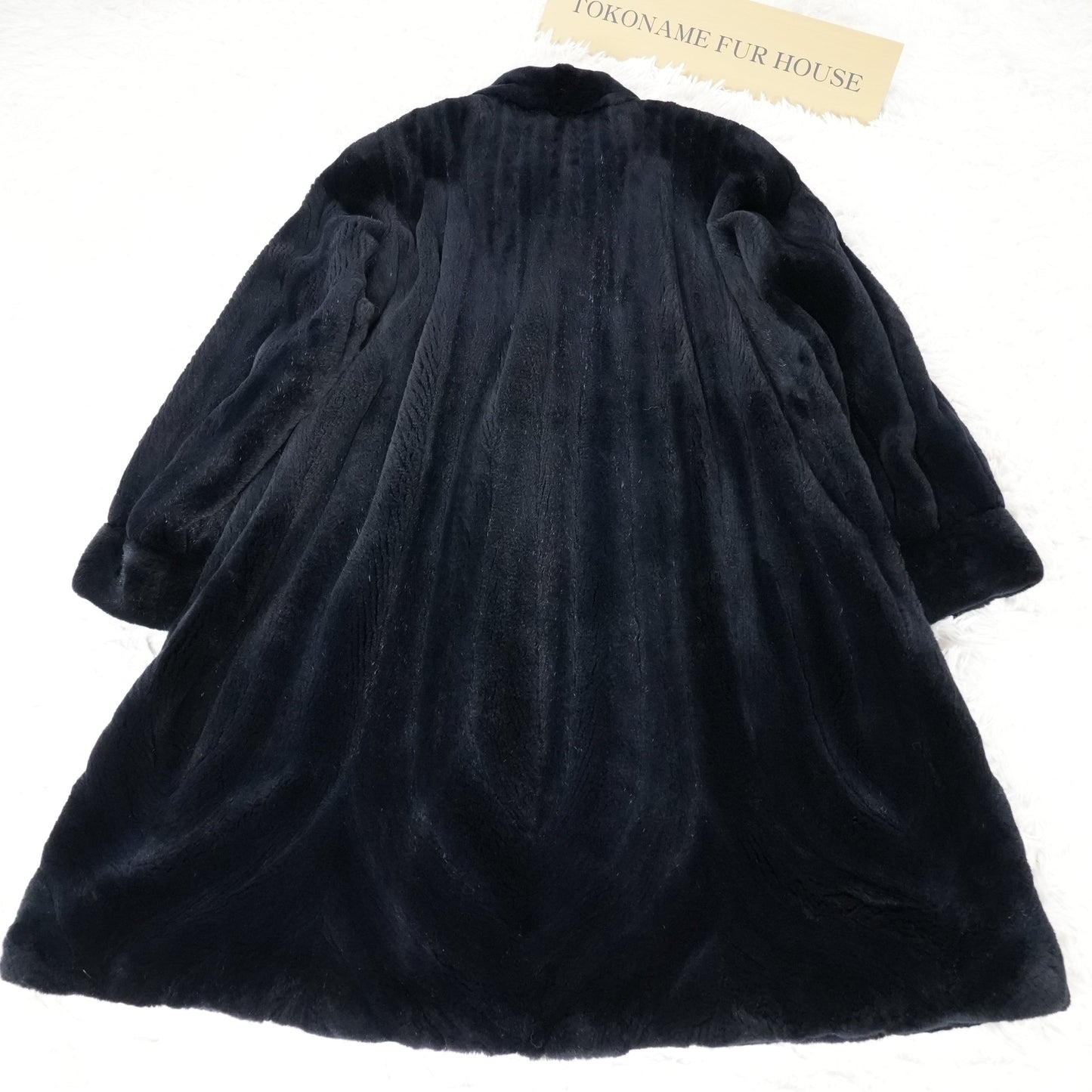 Dark Blue Shaved Mink Hem Pattern SAGA MINK - Genuine Vintage Fur From Japan