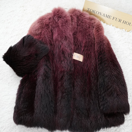 Gradient Dyed Design Fur Coat - Genuine Vintage Fur From Japan