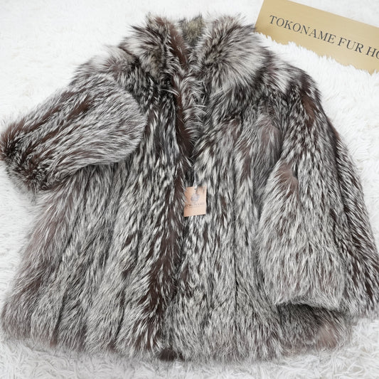 Silver Fox Coat Soft Leather ROYAL SAGA FOX - Vintage Fur Japan