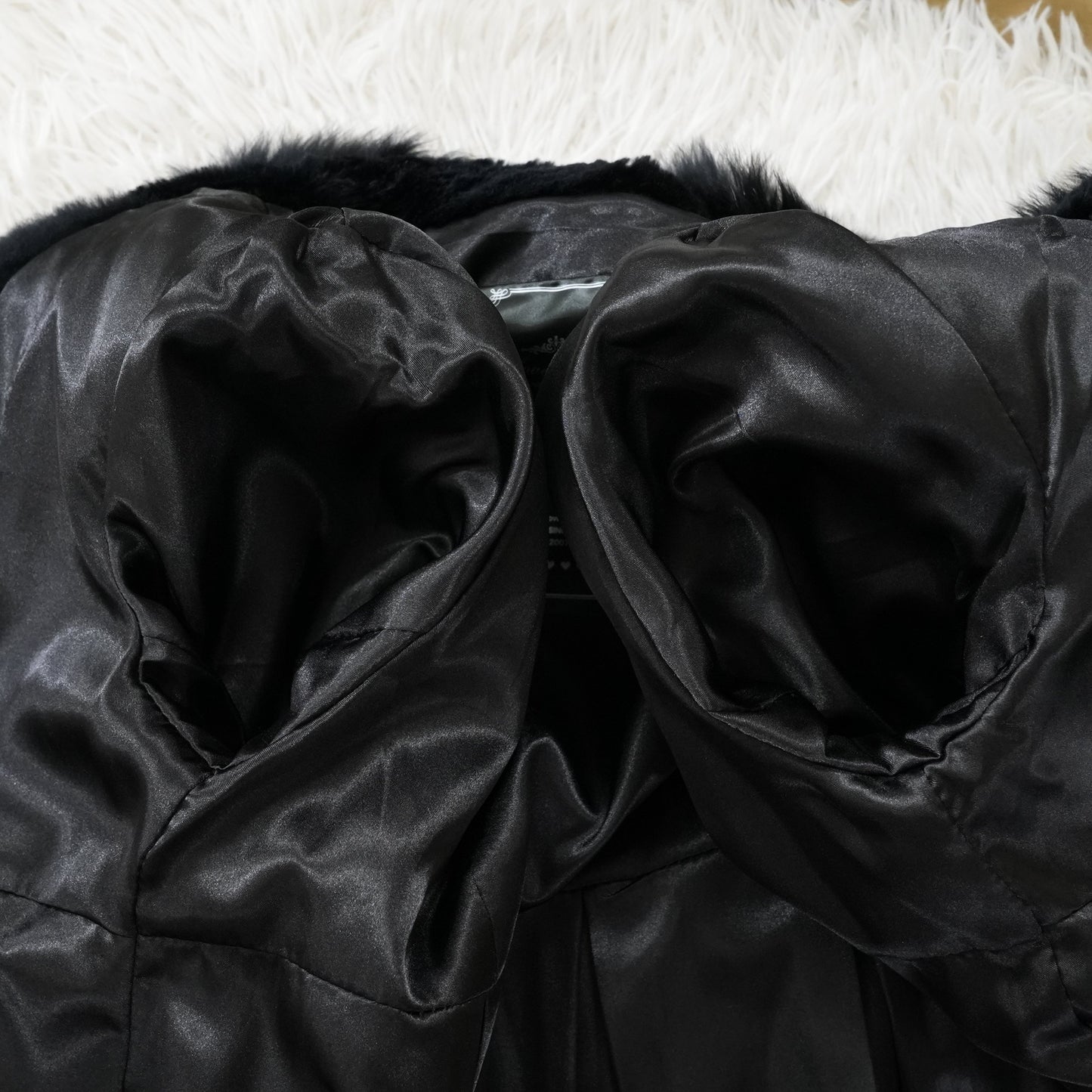 Rex rabbit Black Dyed Coat - Genuine Vintage Fur From Japan