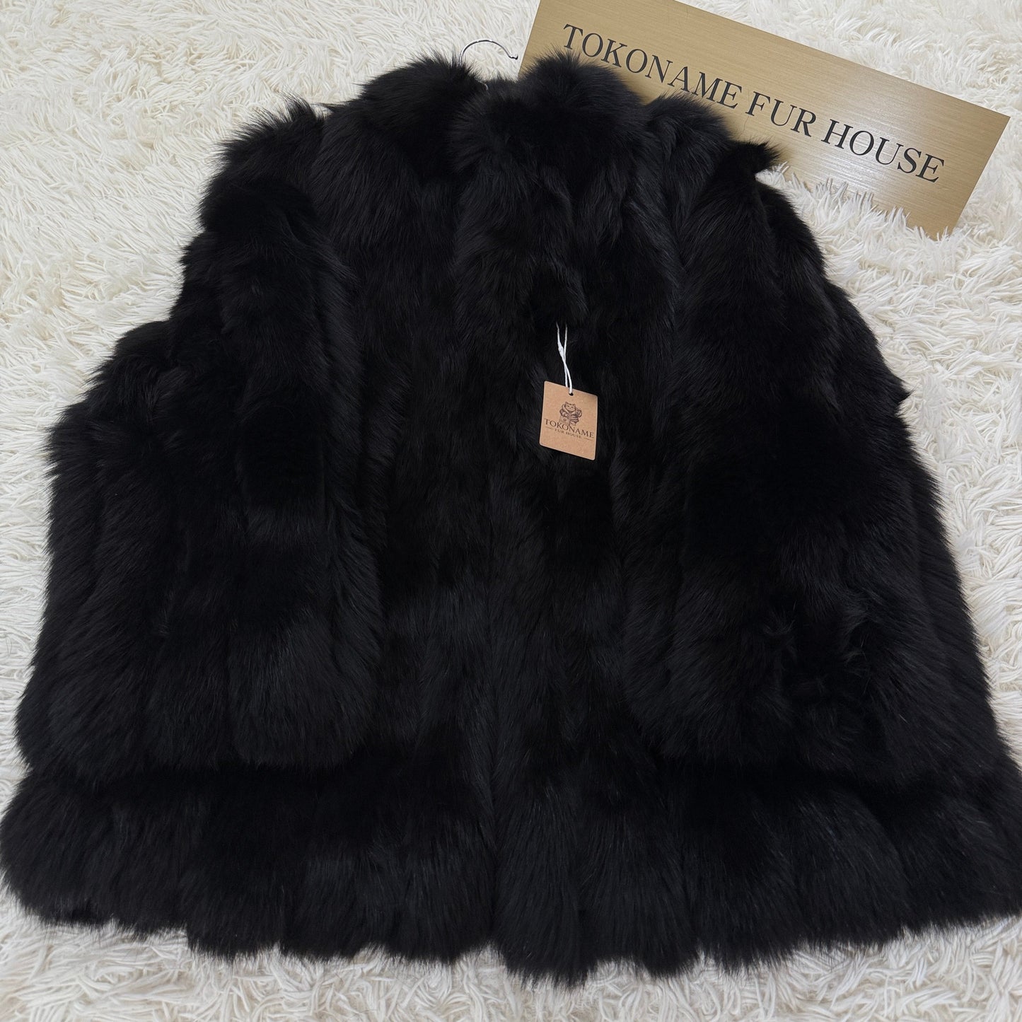 Black dye Fox Coat Genuine Vintage Fur Japan