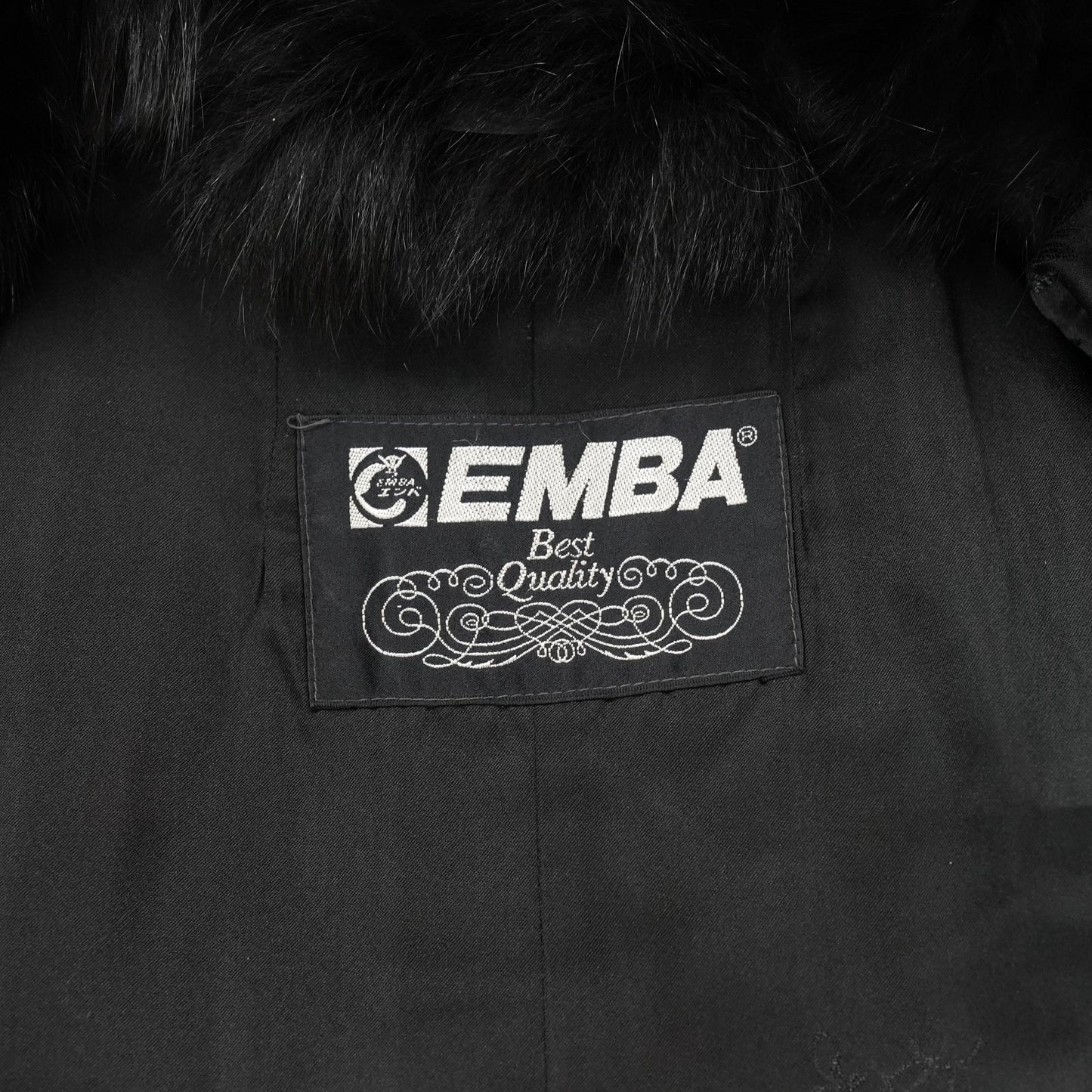 Black Dyed Fox Design Coat EMBA - Genuine Vintage Fur From Japan