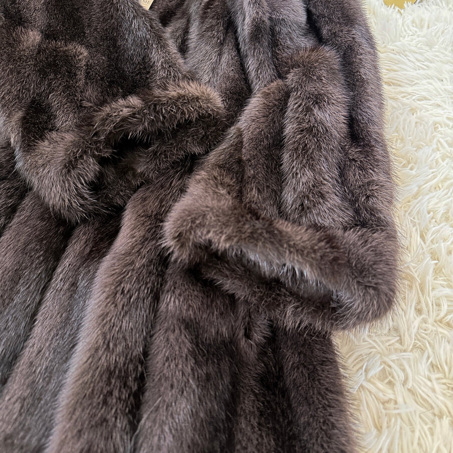 Black Cross Dyed Mink Coat EMBA Genuine Vintage Fur Japan