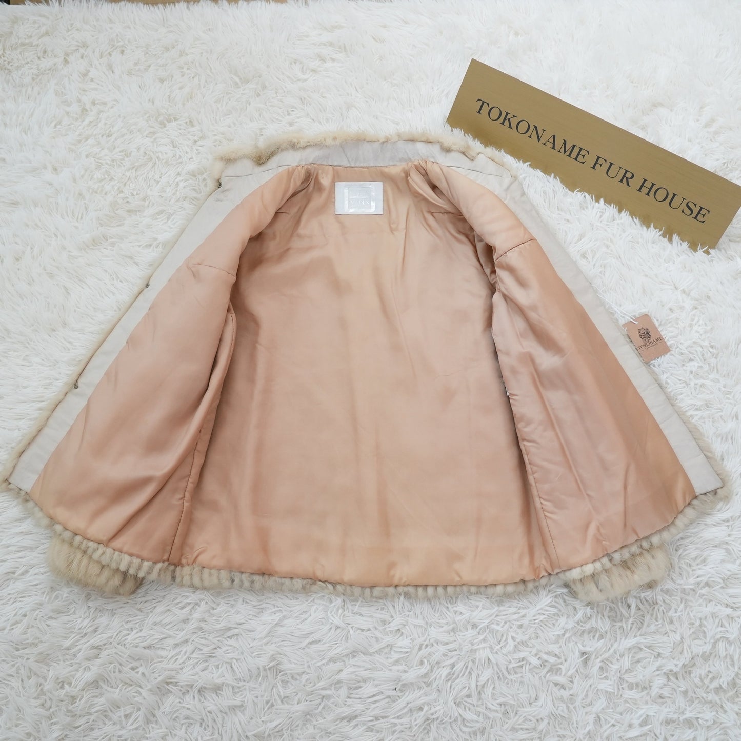 Pastel Mink Jacket Stripe Cutting Genuine Vintage Fur Japan