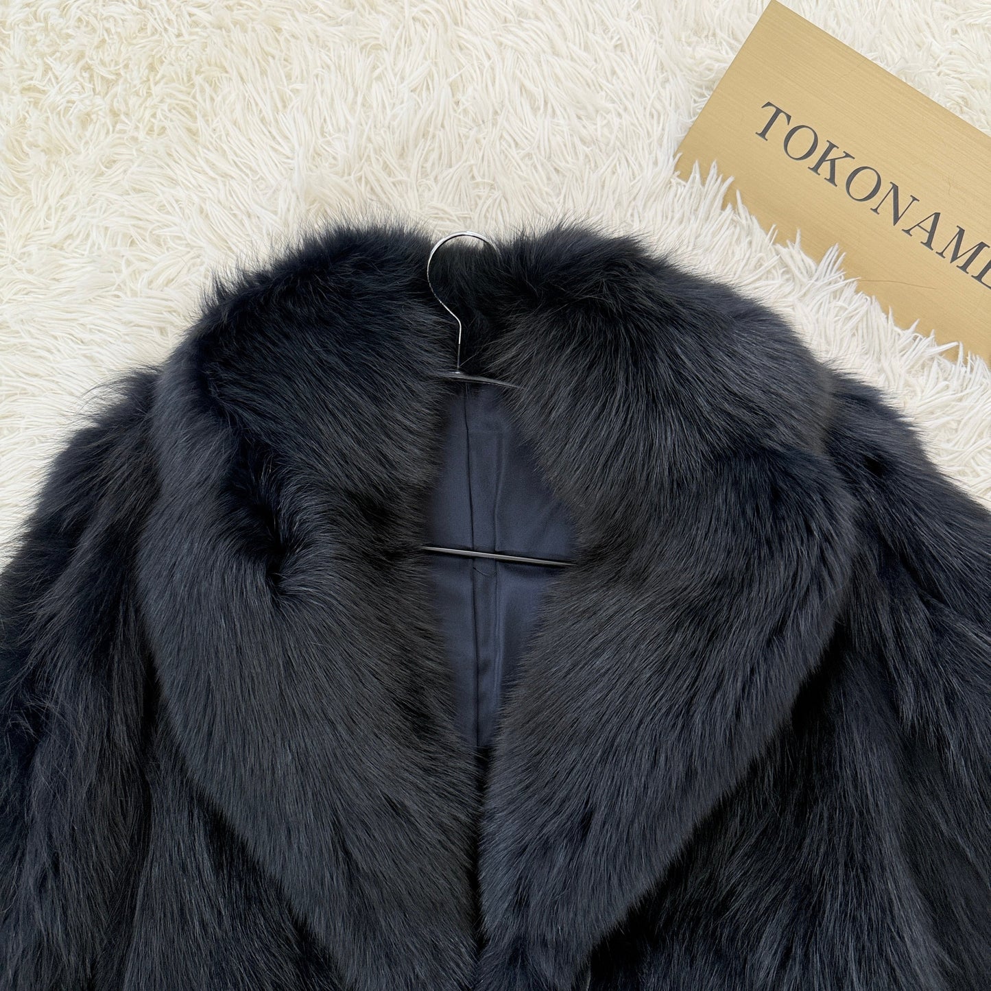 Blue Fox Navy Dyed Coat Soft and Fuffy Vintage Fur Japan