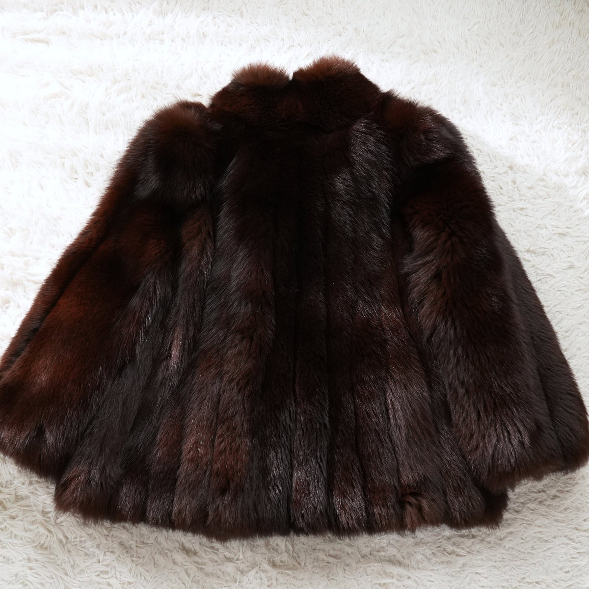 Dark Brown Dyed Fox Fur Coat Soft and Fluffy - Genuine Vintage Fur From Japan