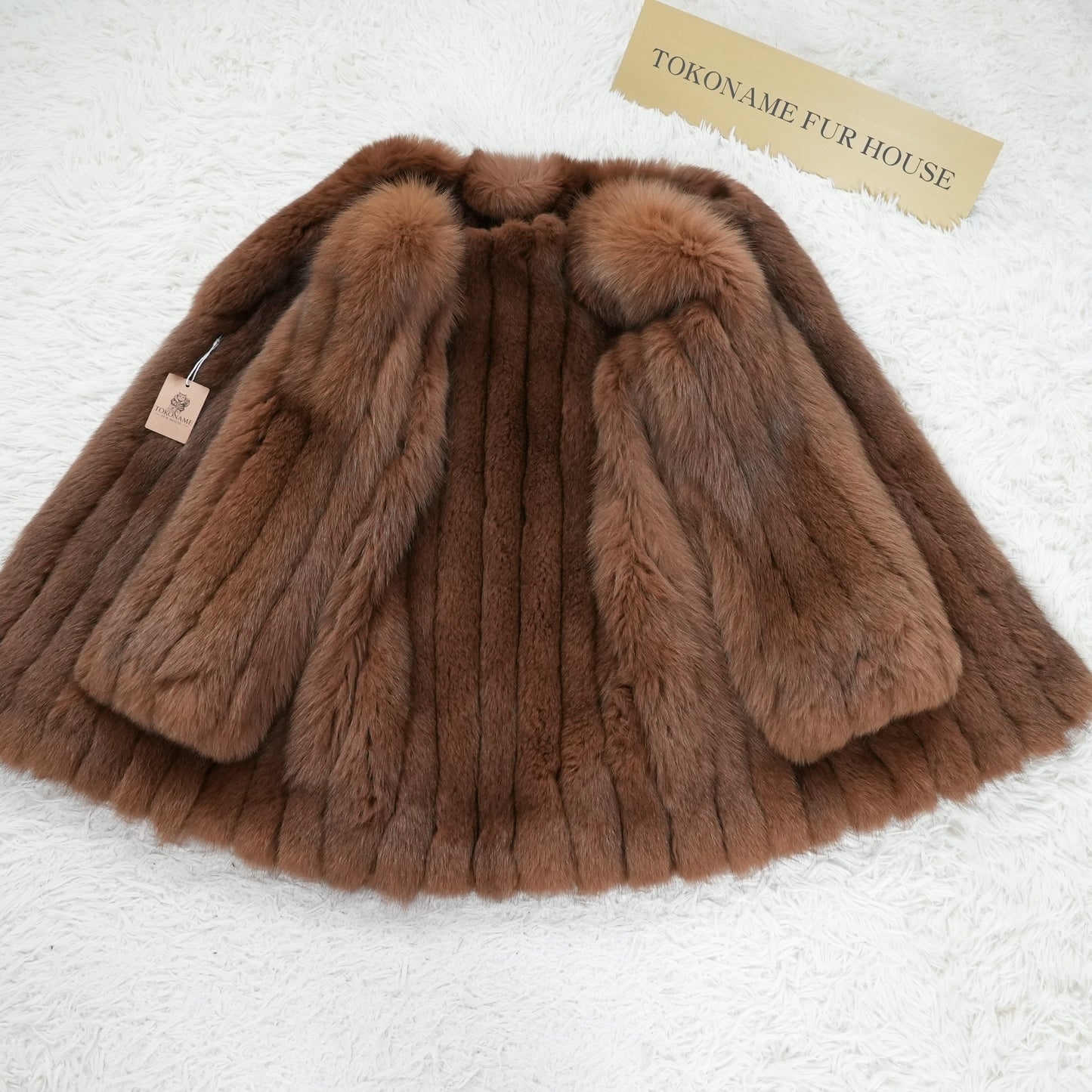 Brown Dyed Fox Fur Coat Soft & Fluffy - Genuine Vintage Fur From Japan