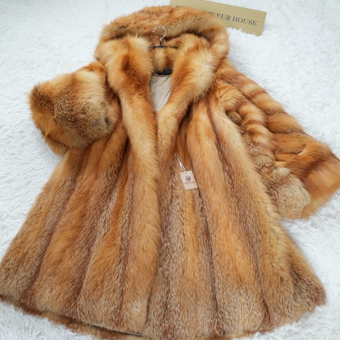 Red Fox Hoodie Long Coat - Genuine Vintage Fur From Japan