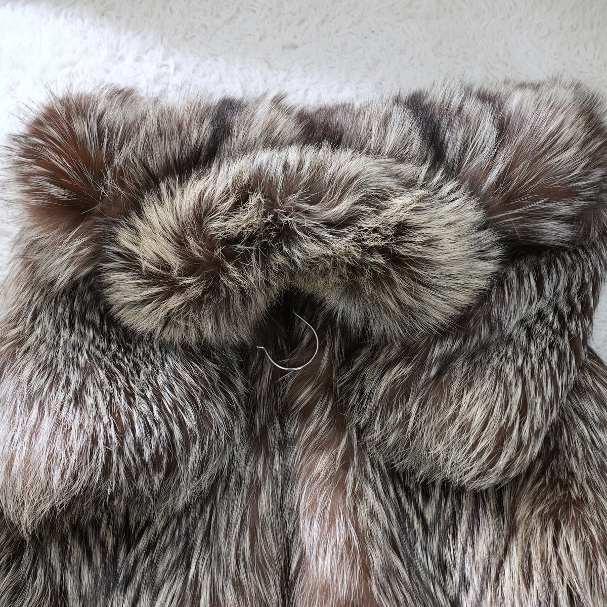 Silver Fox Fur Semi Long Coat - Genuine Vintage Fur From Japan