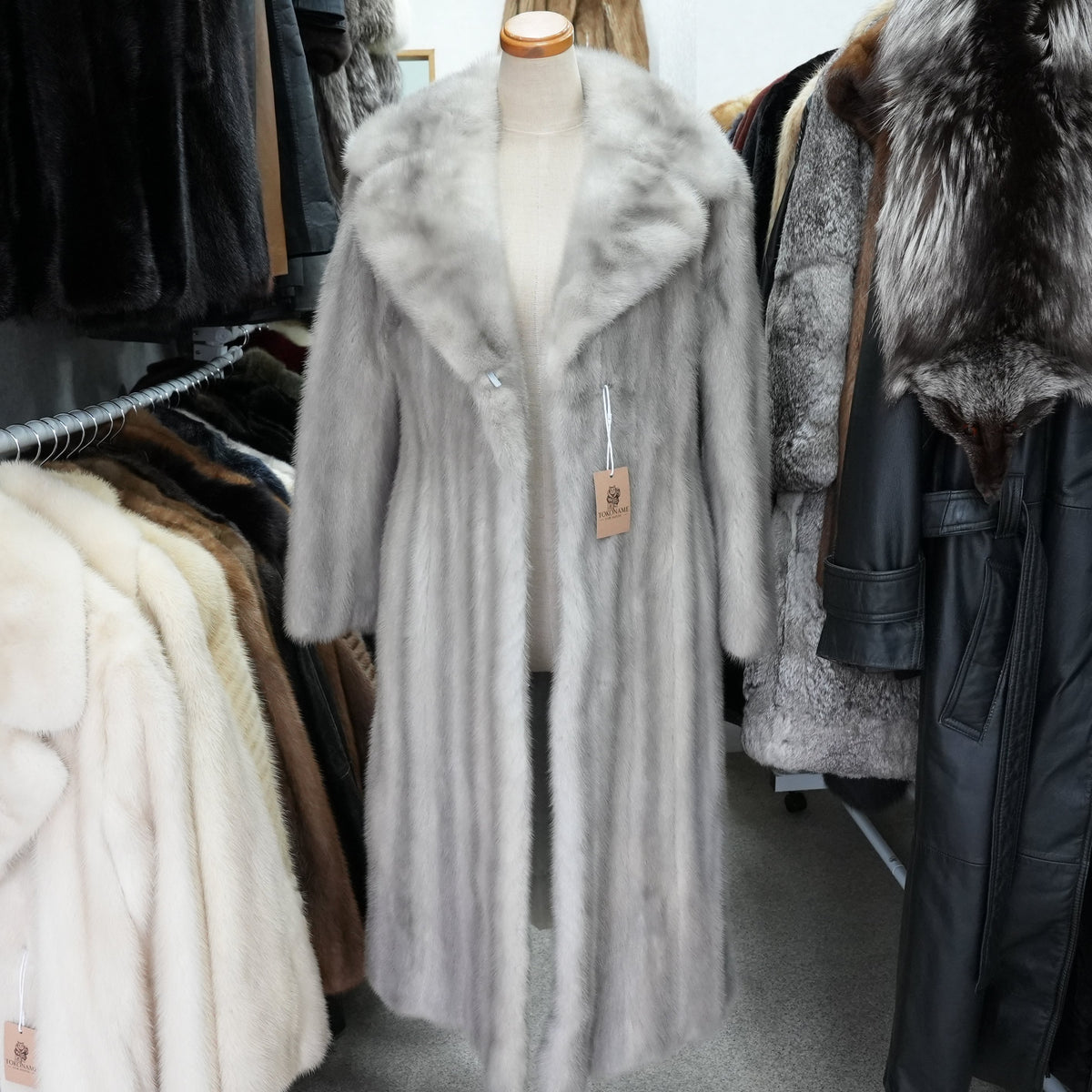 Sapphire Mink Fur Long Coat - Genuine Vintage Fur From Japan