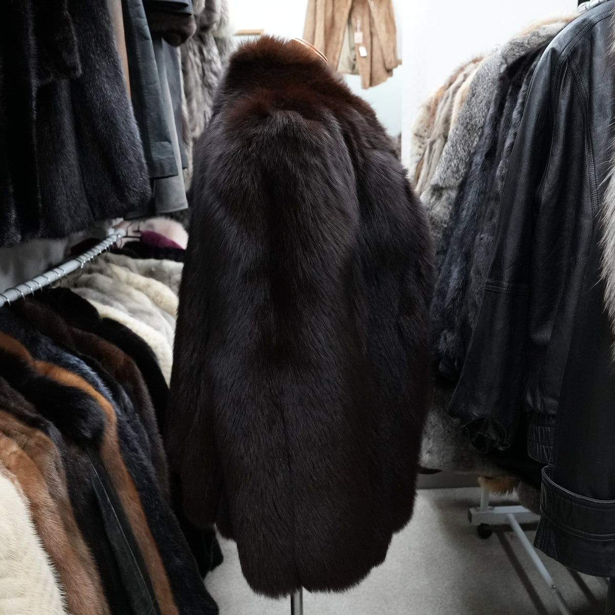 Dark Brown Dyed Fox Fur Coat Soft and Fluffy - Genuine Vintage Fur From Japan