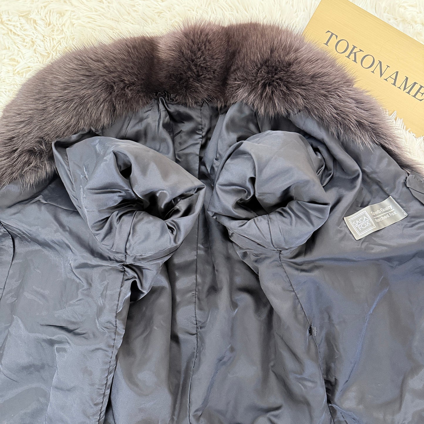 Dark Brown Dye Fox Coat - Saga Fox Genuine Vintage Fur Japan
