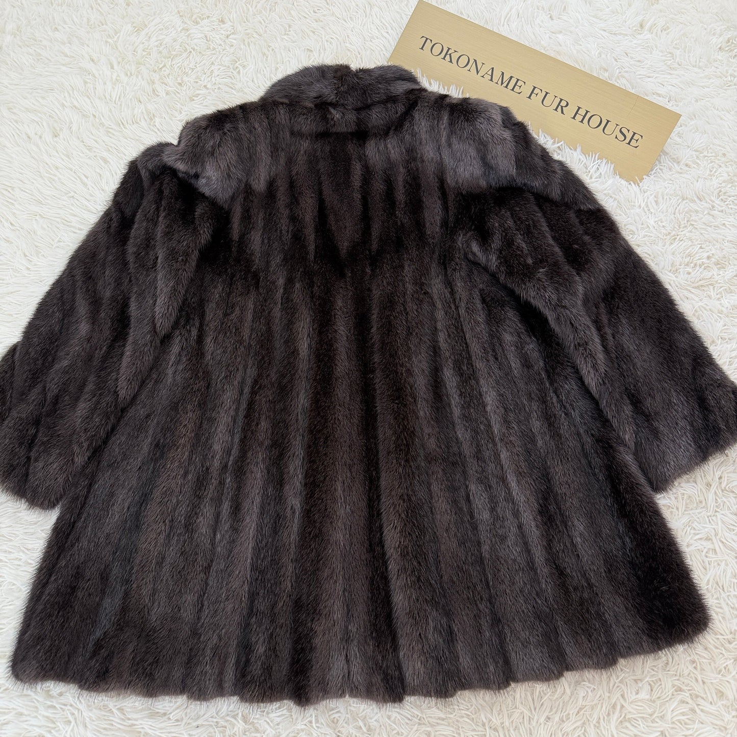 Black Cross Dyed Mink Coat EMBA Genuine Vintage Fur Japan