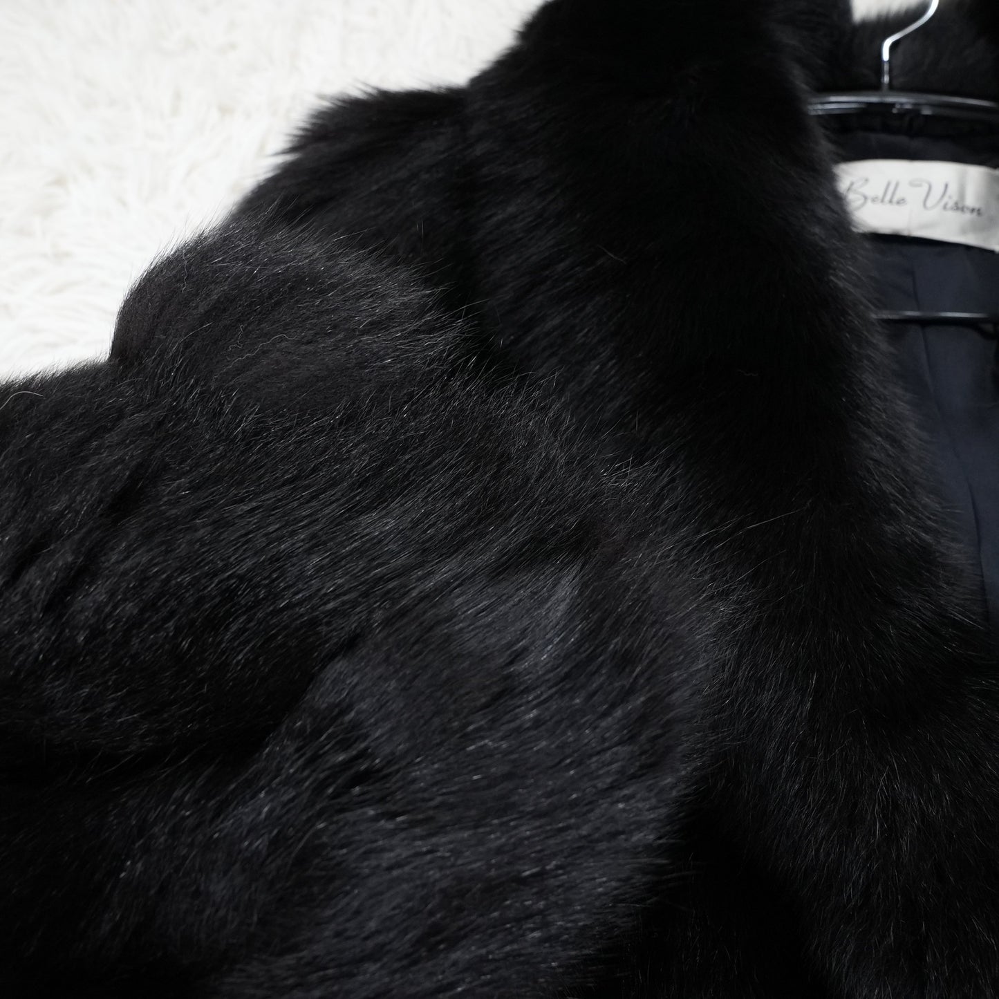 SAGA ROYAL FOX Black Dyed Coat - Genuine Vintage Fur From Japan