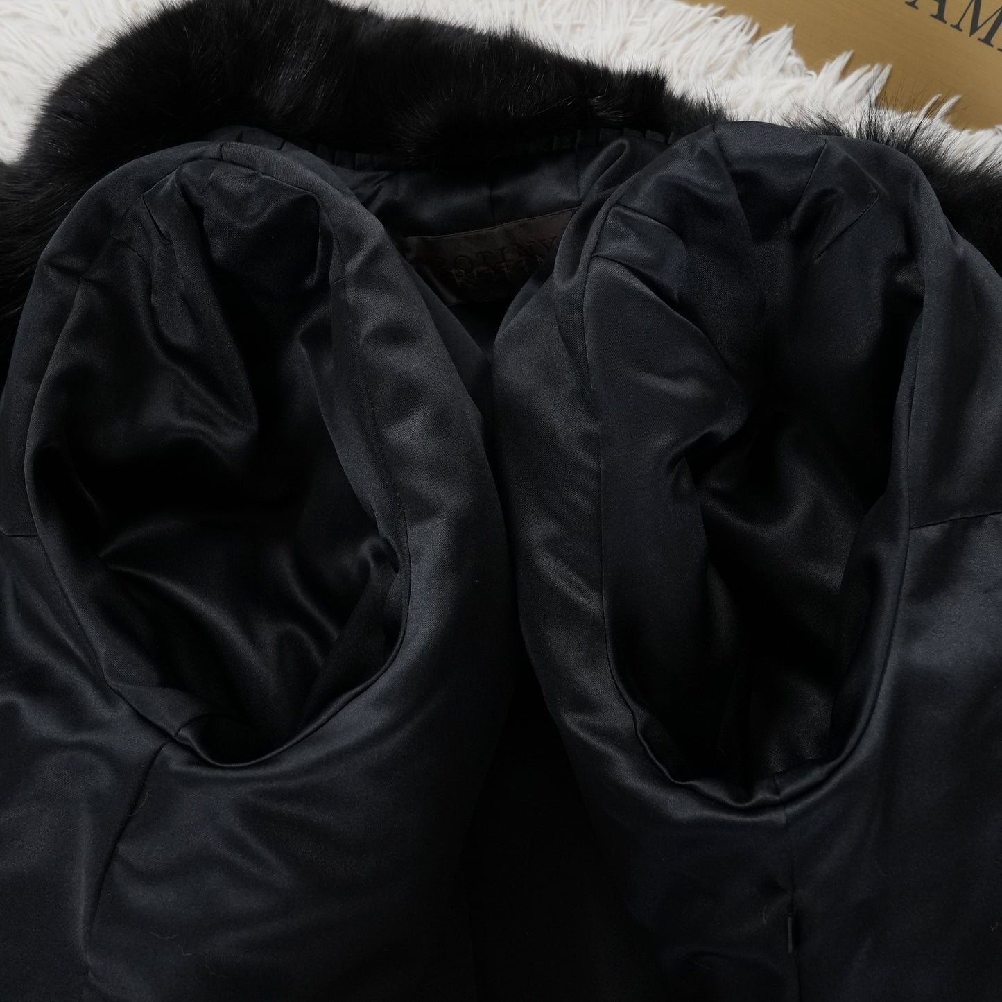 Black Dyed Fox Fur Coat ROTINY - Genuine Vintage Fur From Japan