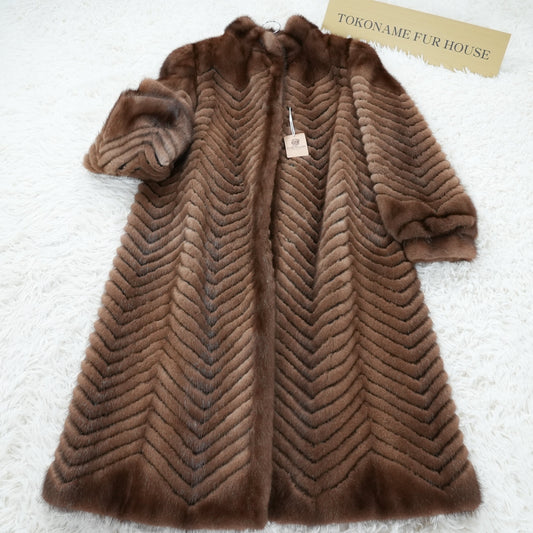 Demi Buff Mink Long Coat ZigZag Cutting - Genuine Vintage Fur From Japan