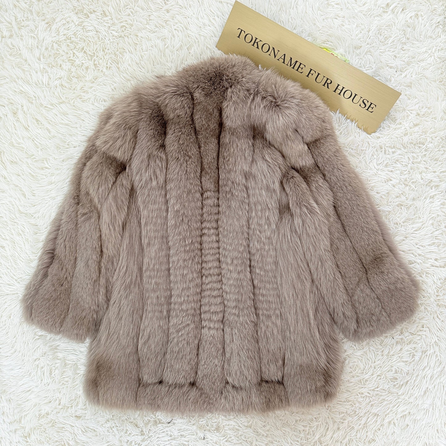 Ash Beige Fox Coat Genuine Vintage Fur Japan