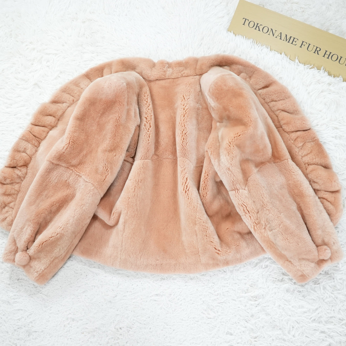 Pink Beige Dyed Nutria Fur crop Jacket - Genuine Vintage Fur From Japan