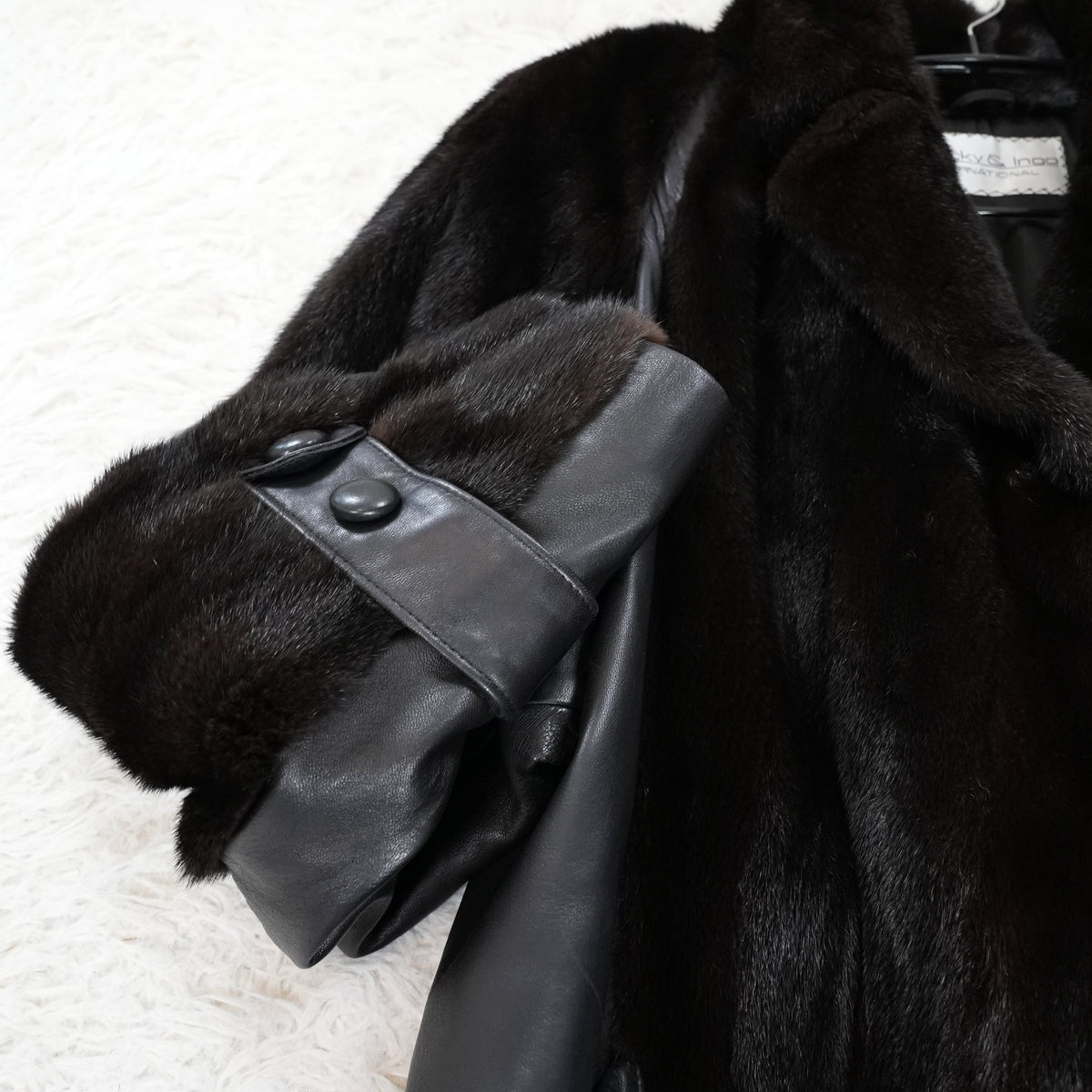 Dark Mink Fur and Leather Panel Coat- Genuine Vintage Fur From Japan