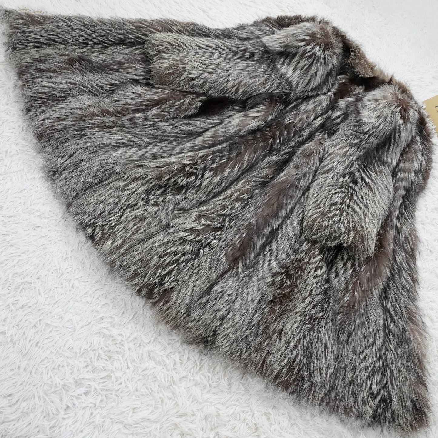 Silver Fox Fur Long Coat - Genuine Vintage Fur From Japan