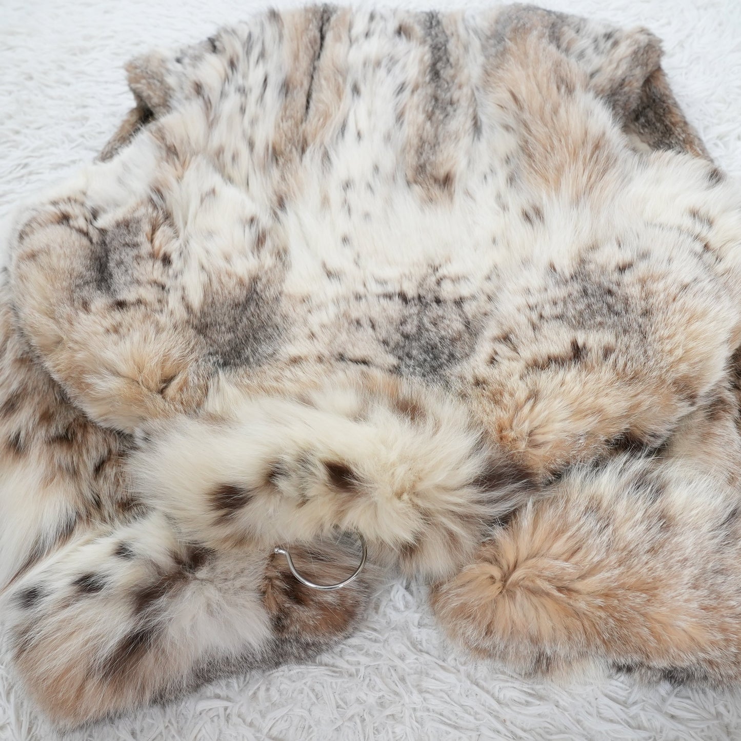 Lynx Fur Long Coat Roll Up Sleeve Calvin Klein - Genuine Vintage Fur From Japan