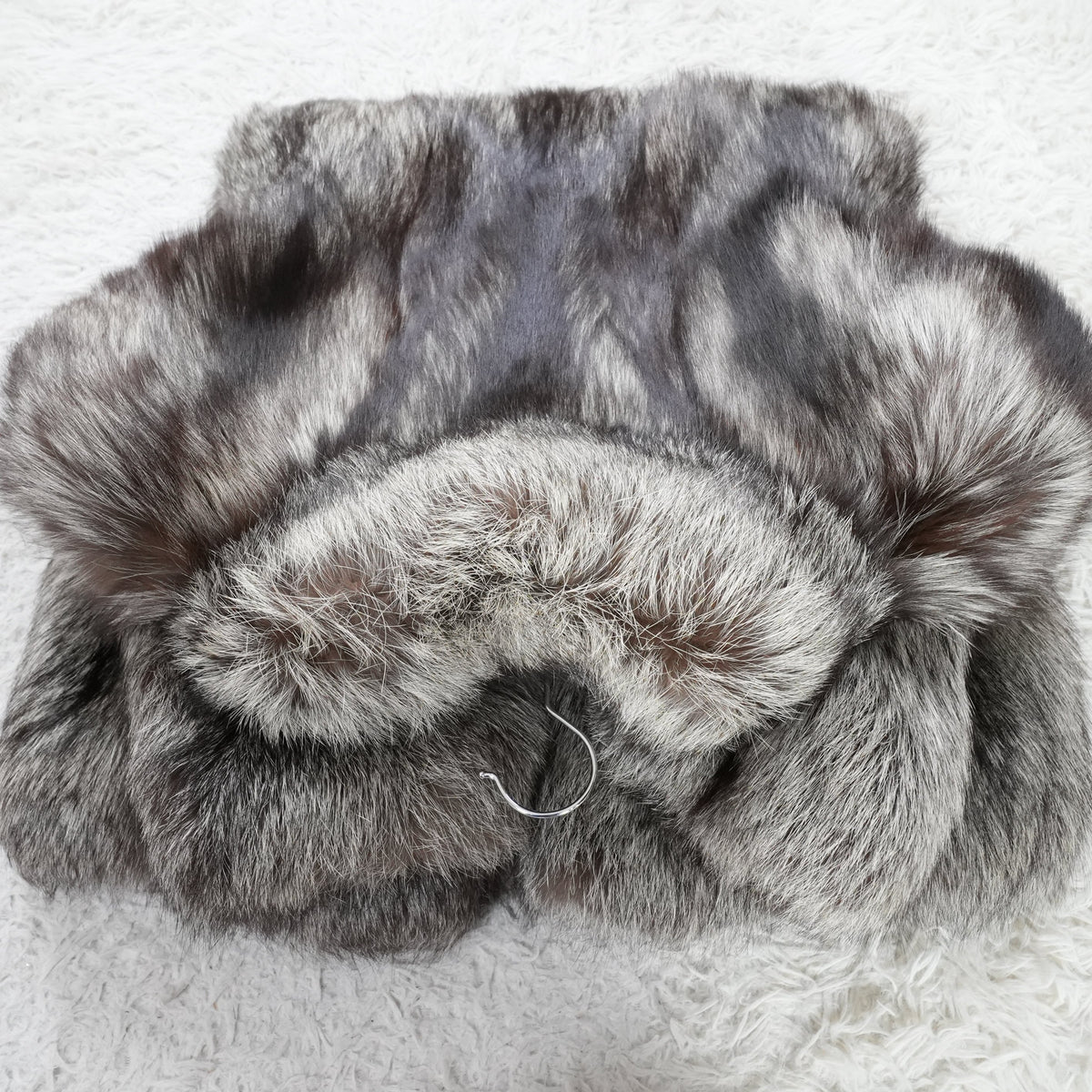 Silver Fox Semi Long Coat Soft and Fluffy - Genuine Vintage Fur From Japan