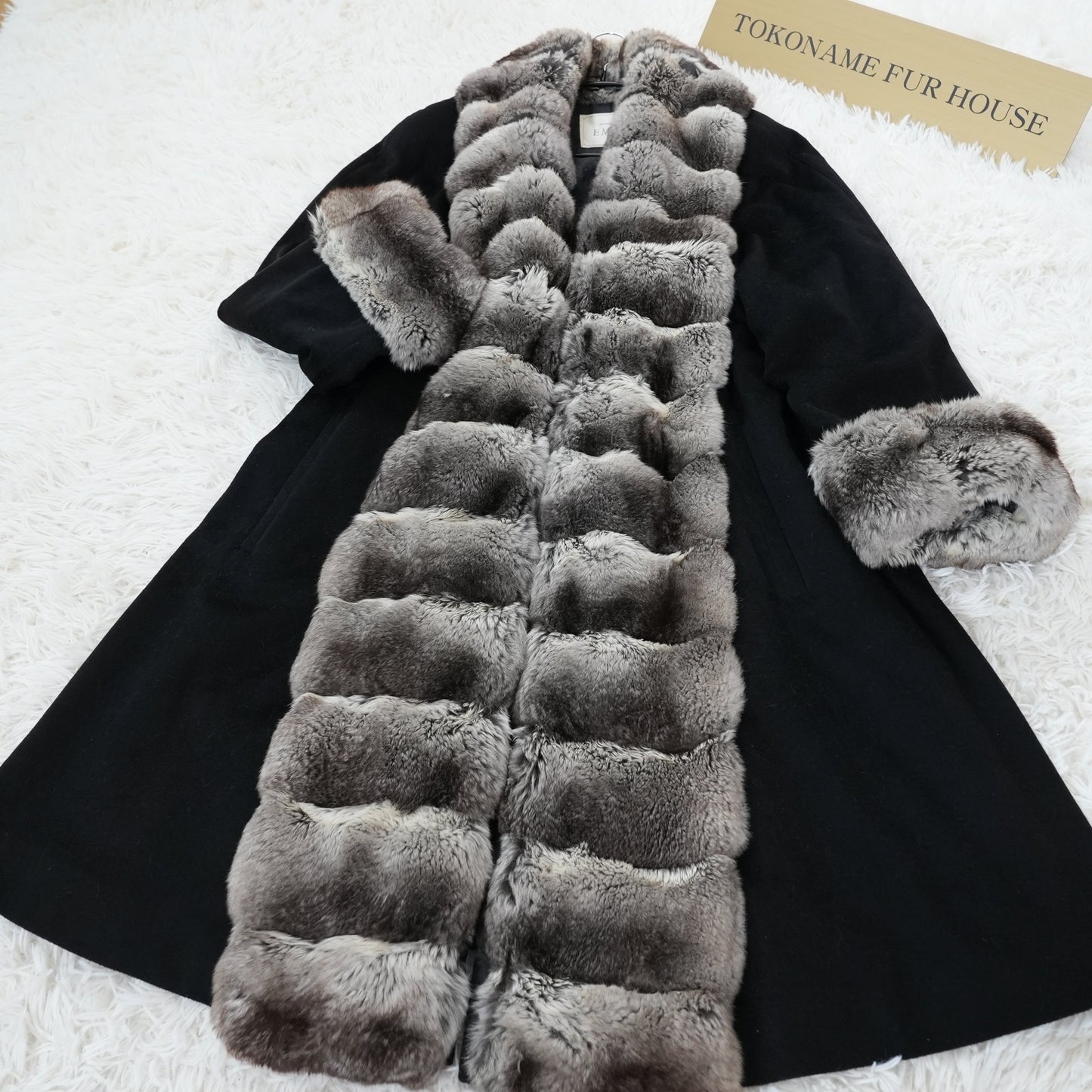 Chinchilla and cashmere Long Coat - EMBA Soft & Fluffy Genuine Vintage Fur Japan