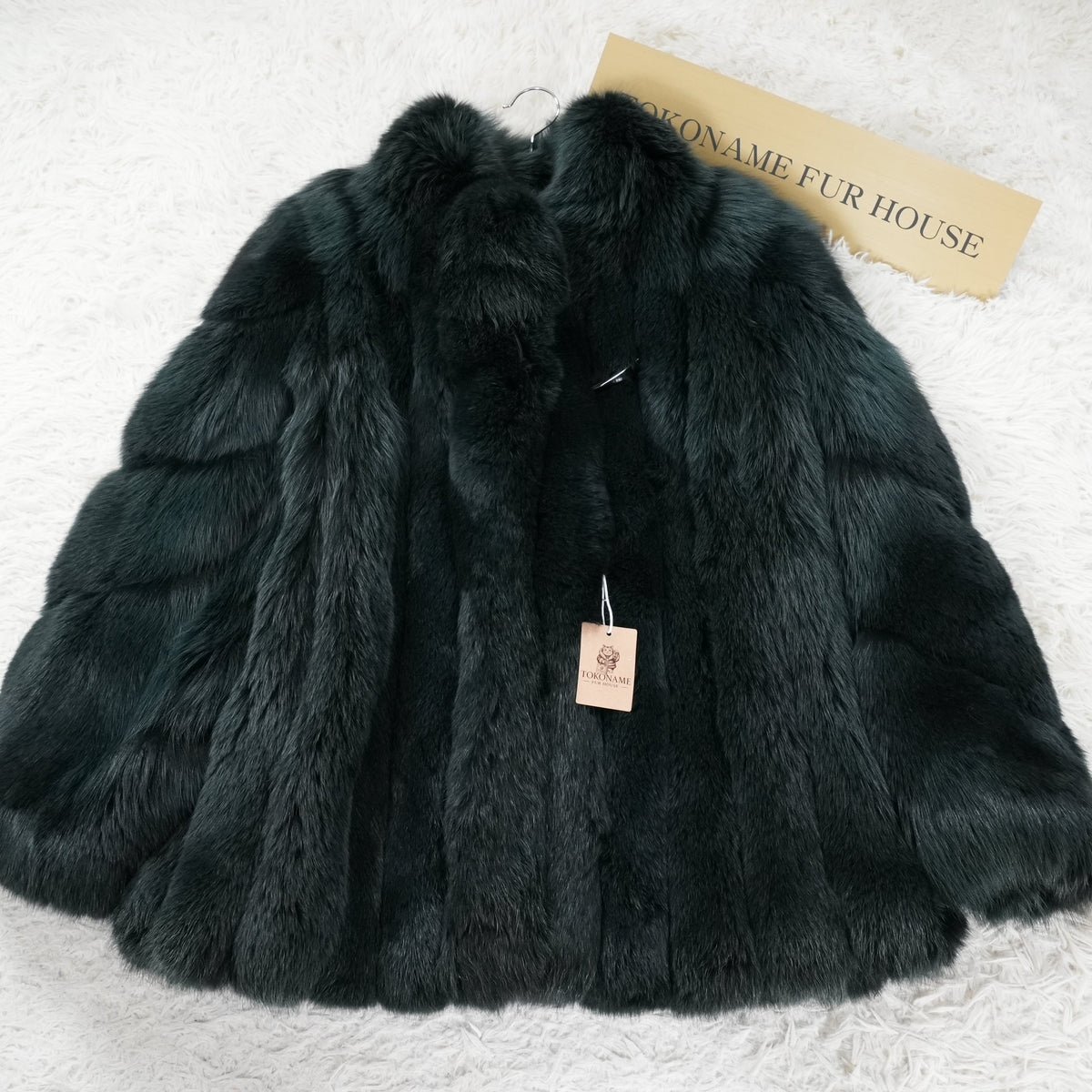Dark Green Dyed Fox Fur Coat Soft and Fluffy Malvoisie - Genuine Vintage Fur From Japan