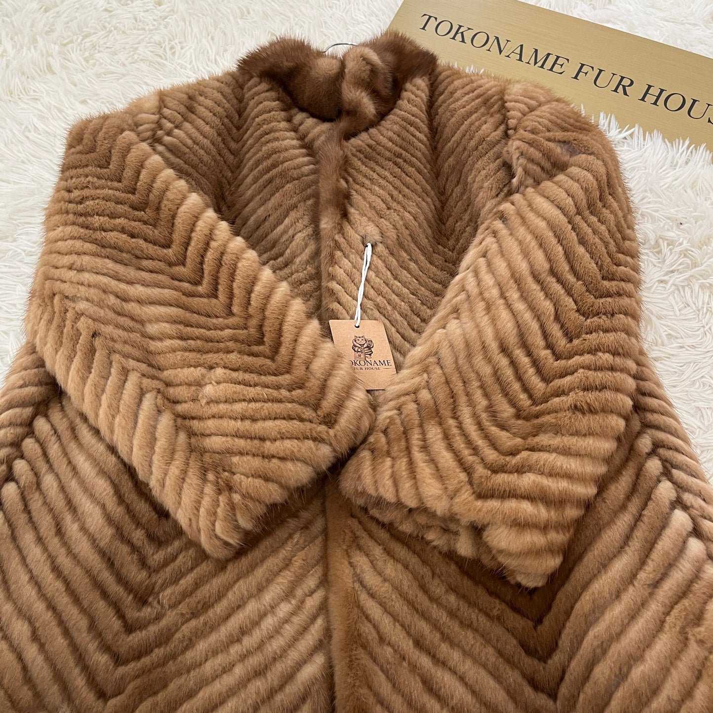 Demi Buff Mink Jacket Zig Zag Cutting Genuine Vintage Fur Japan