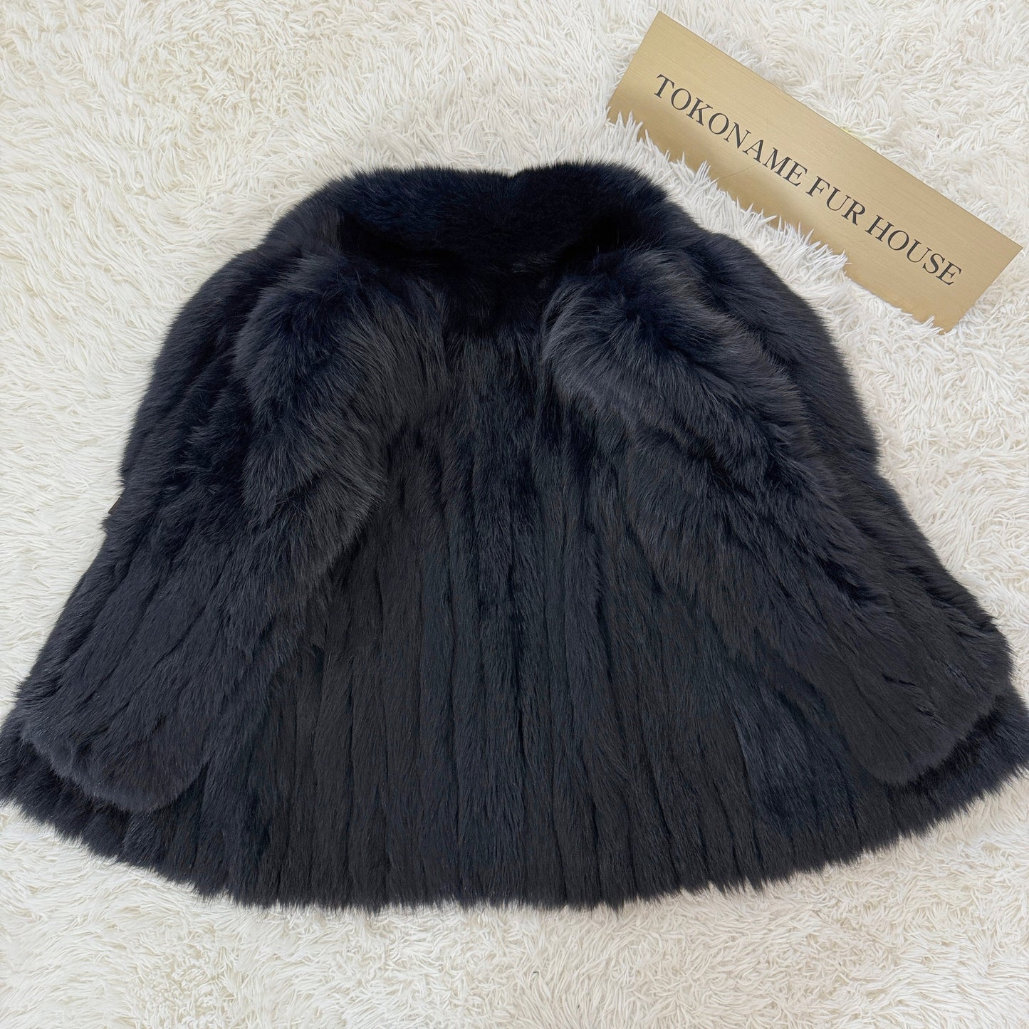 Blue Fox Navy Dyed Coat Soft and Fuffy Vintage Fur Japan