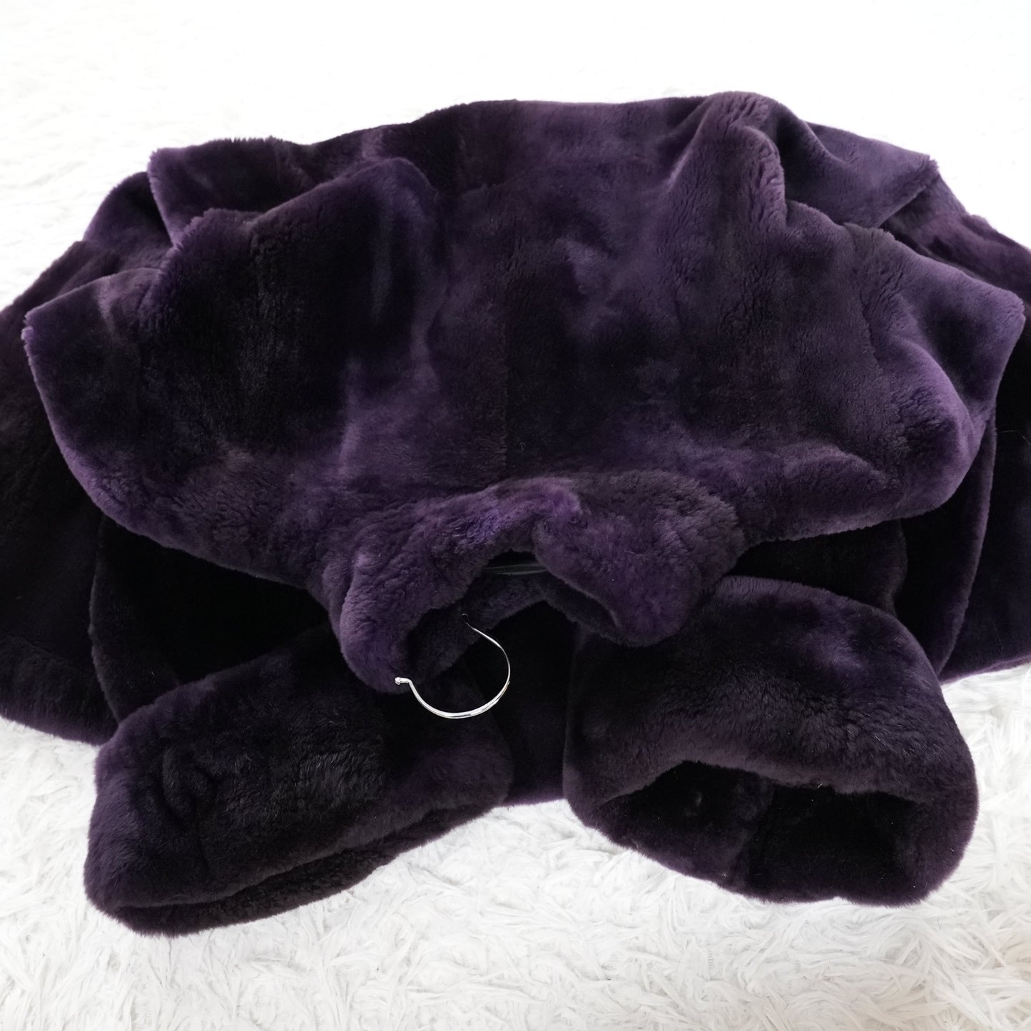 Nutria Purple Deyd Coat Wide hem Roll up Sleeve - Genuine Vintage Fur From Japan