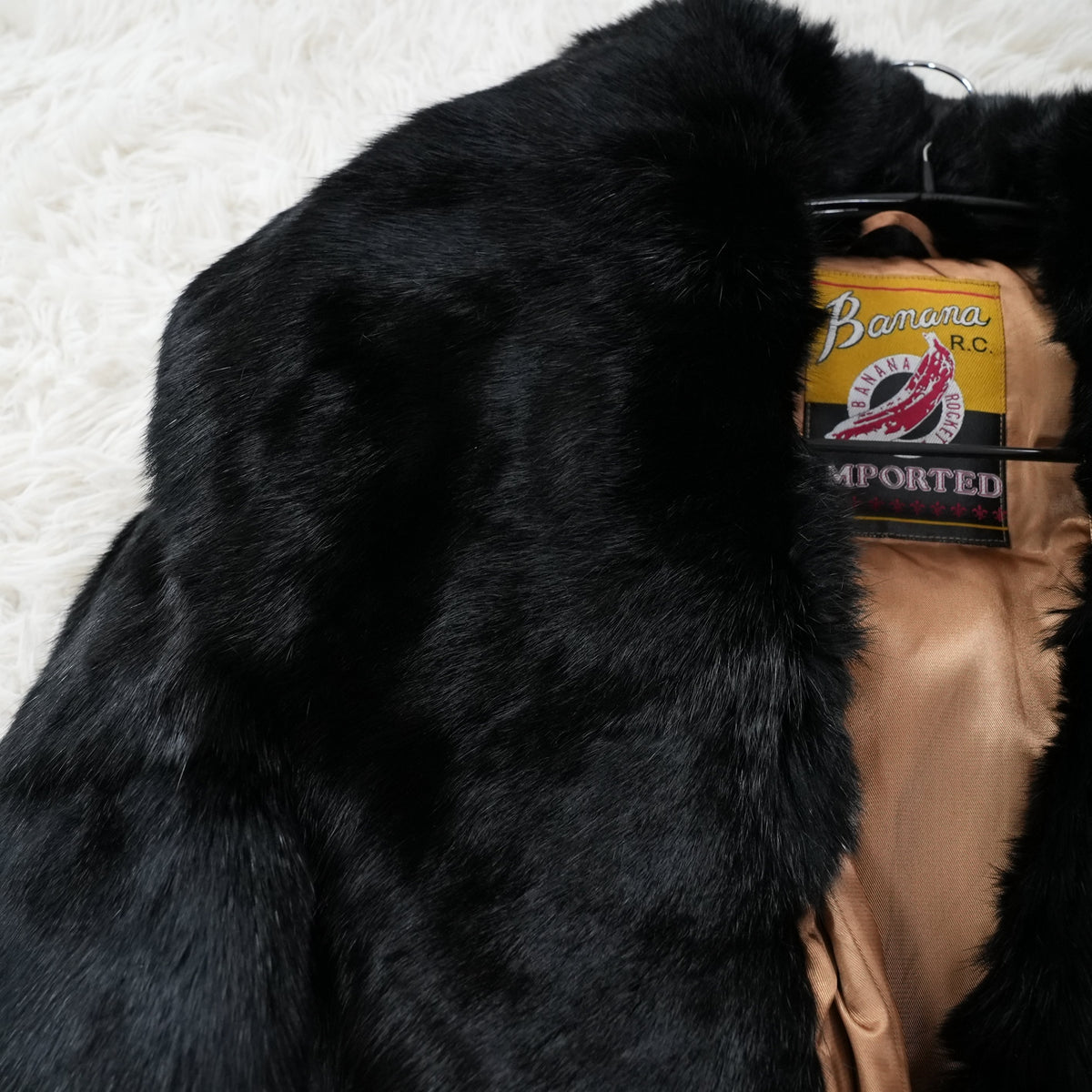 Rabbit Fur Jacket Black Dyed - Genuine Vintage Fur Japan