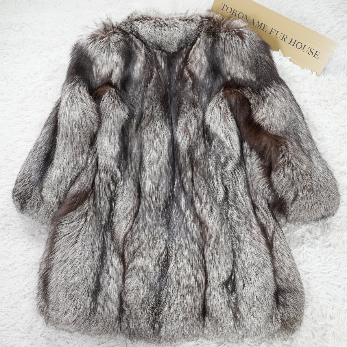 Silver Fox Semi Long Coat Soft and Fluffy - Genuine Vintage Fur From Japan