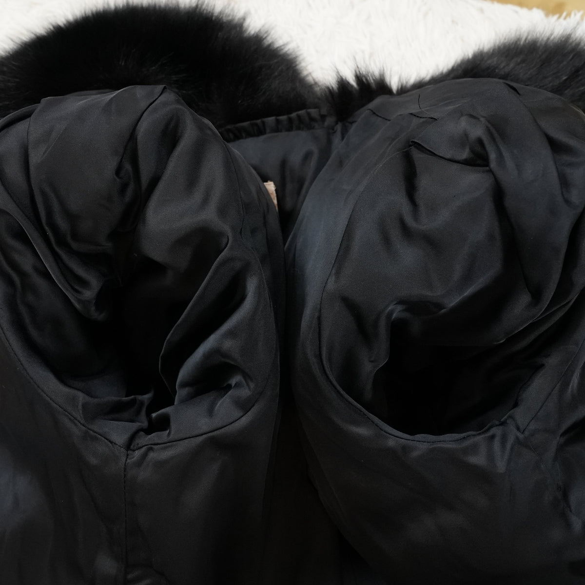 Black Dyed SAGA ROYAL FOX Coat Soft and Fluffy - Genuine Vintage Fur From Japan