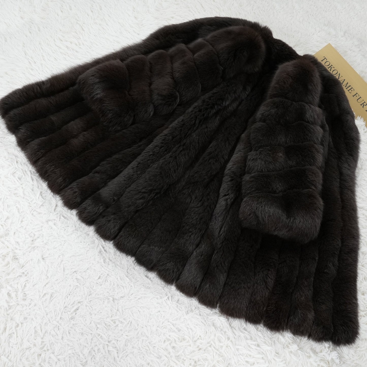 Brown Dyed Fox Fur Semi-Long Coat - Genuine Vintage Fur From Japan