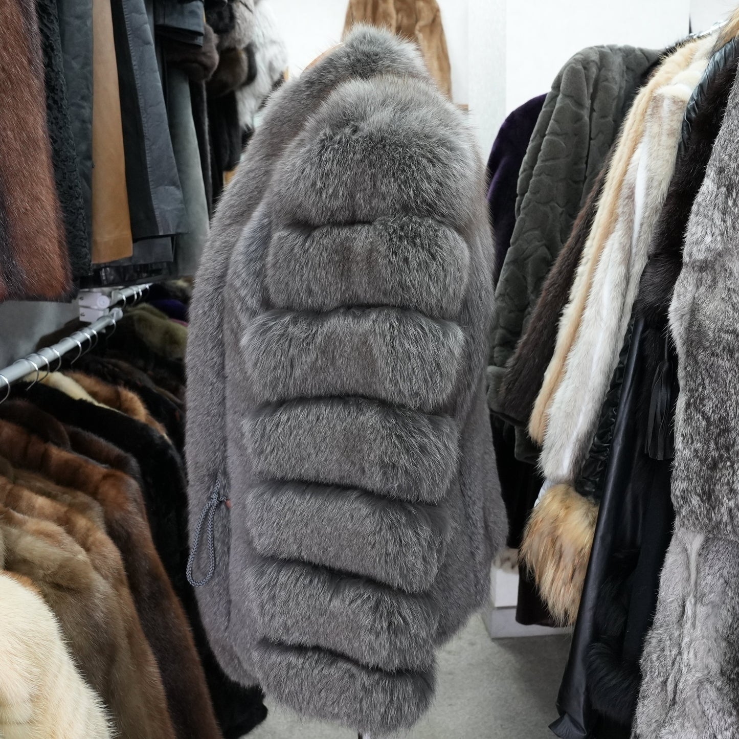 Gray Dyed Fox Coat - Genuine Vintage Fur From Japan