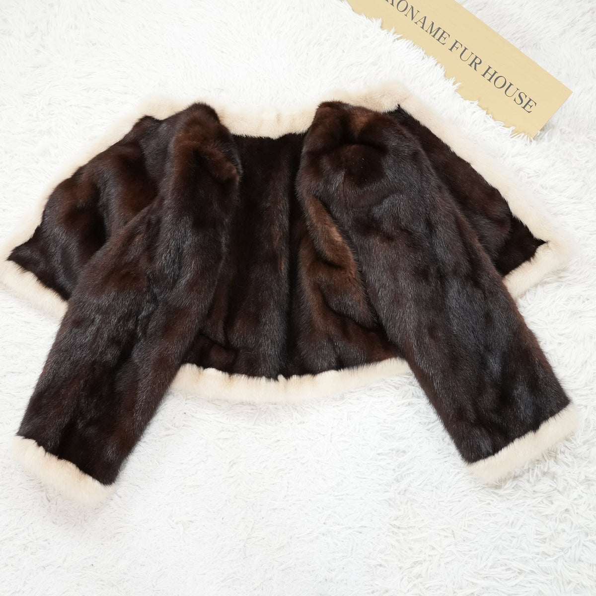 Two tone Crop Mink Fur Jacket - Genuine Vintage Fur From Japan