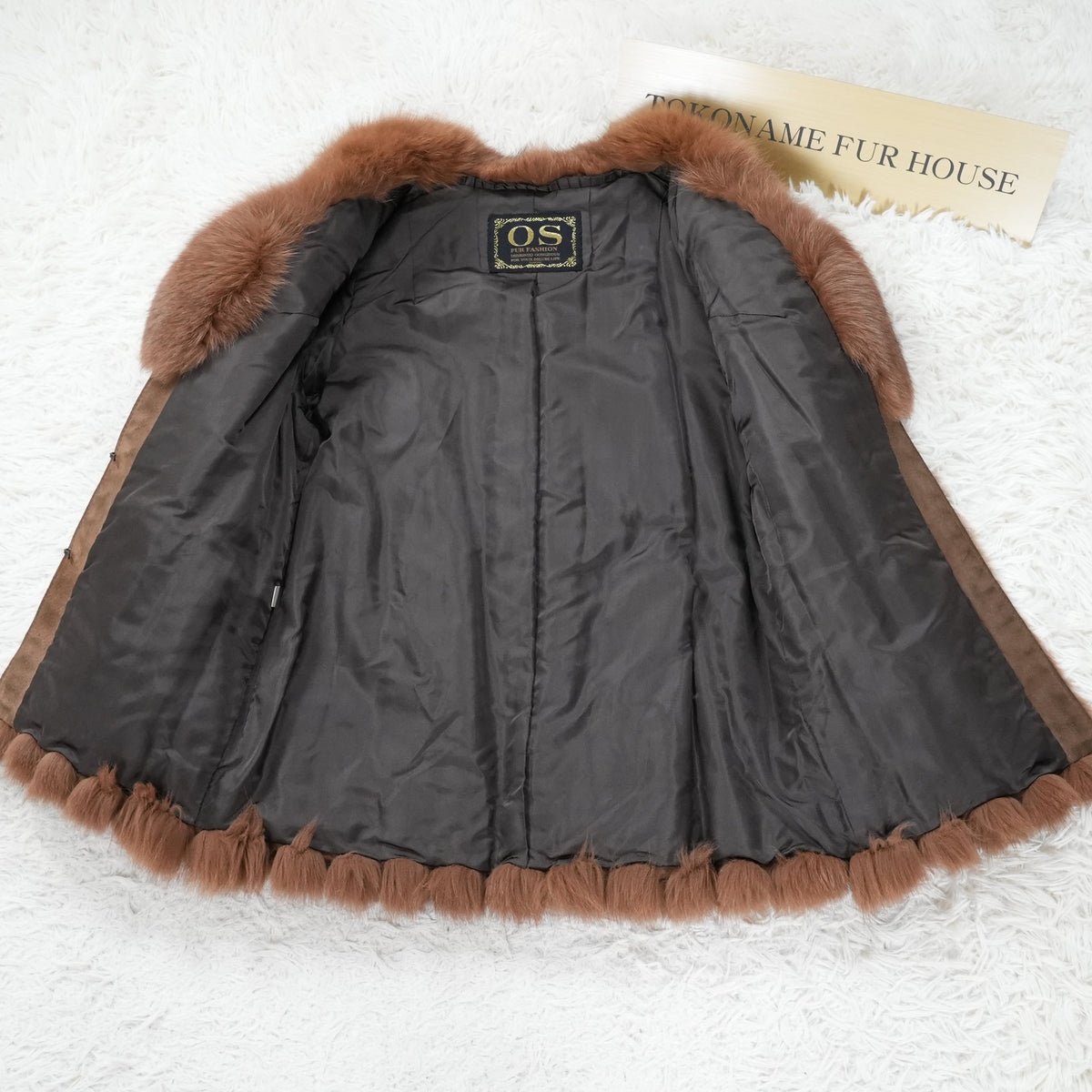 Brown Dyed Fox Fur Coat OS FUR - Genuine Vintage Fur From Japan