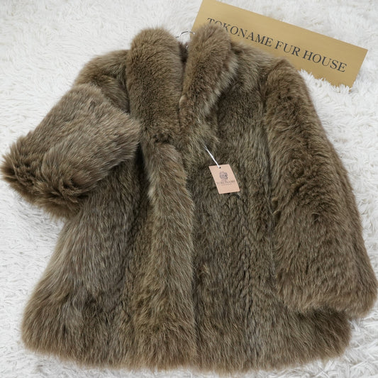 Ash Green Dyed Fox Fur Coat - Genuine Vintage Fur From Japan