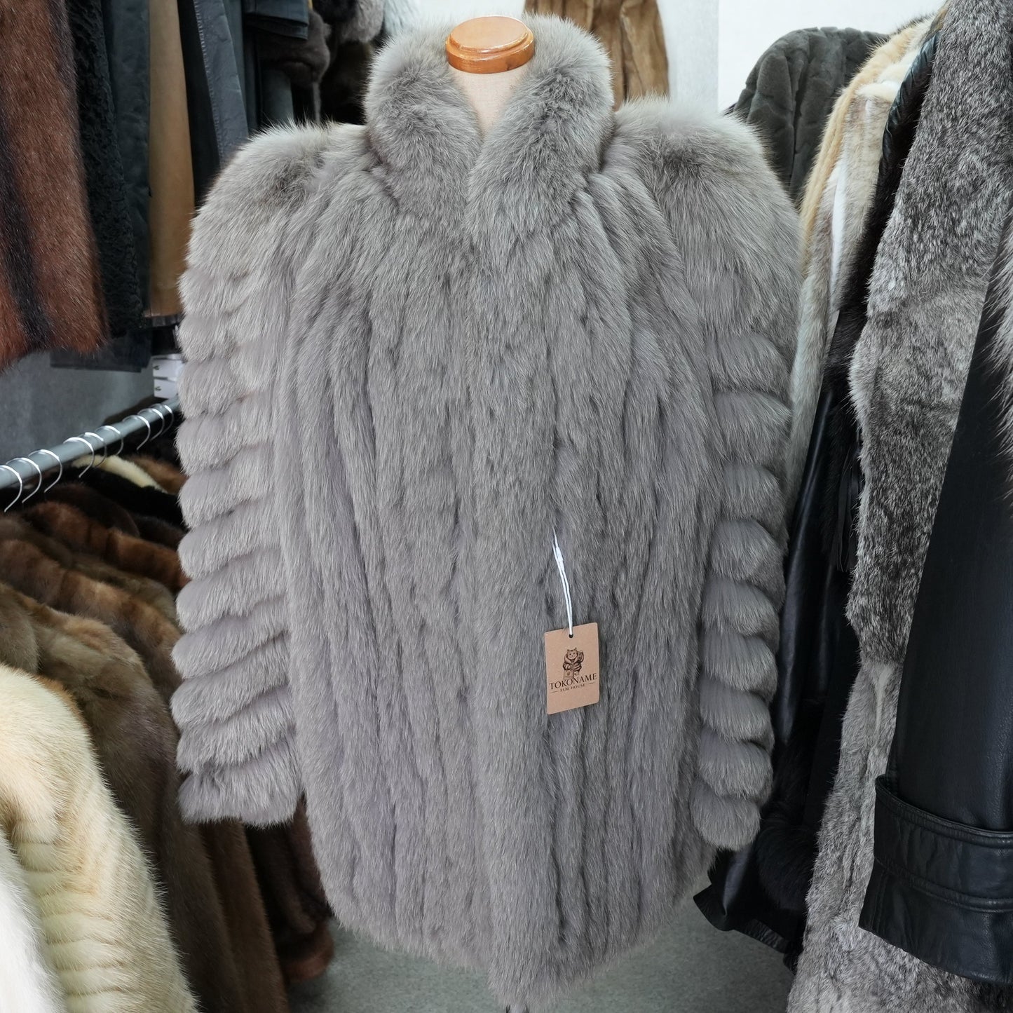 Gray Dyed Fox Fur Coat - Genuine Vintage Fur From Japan