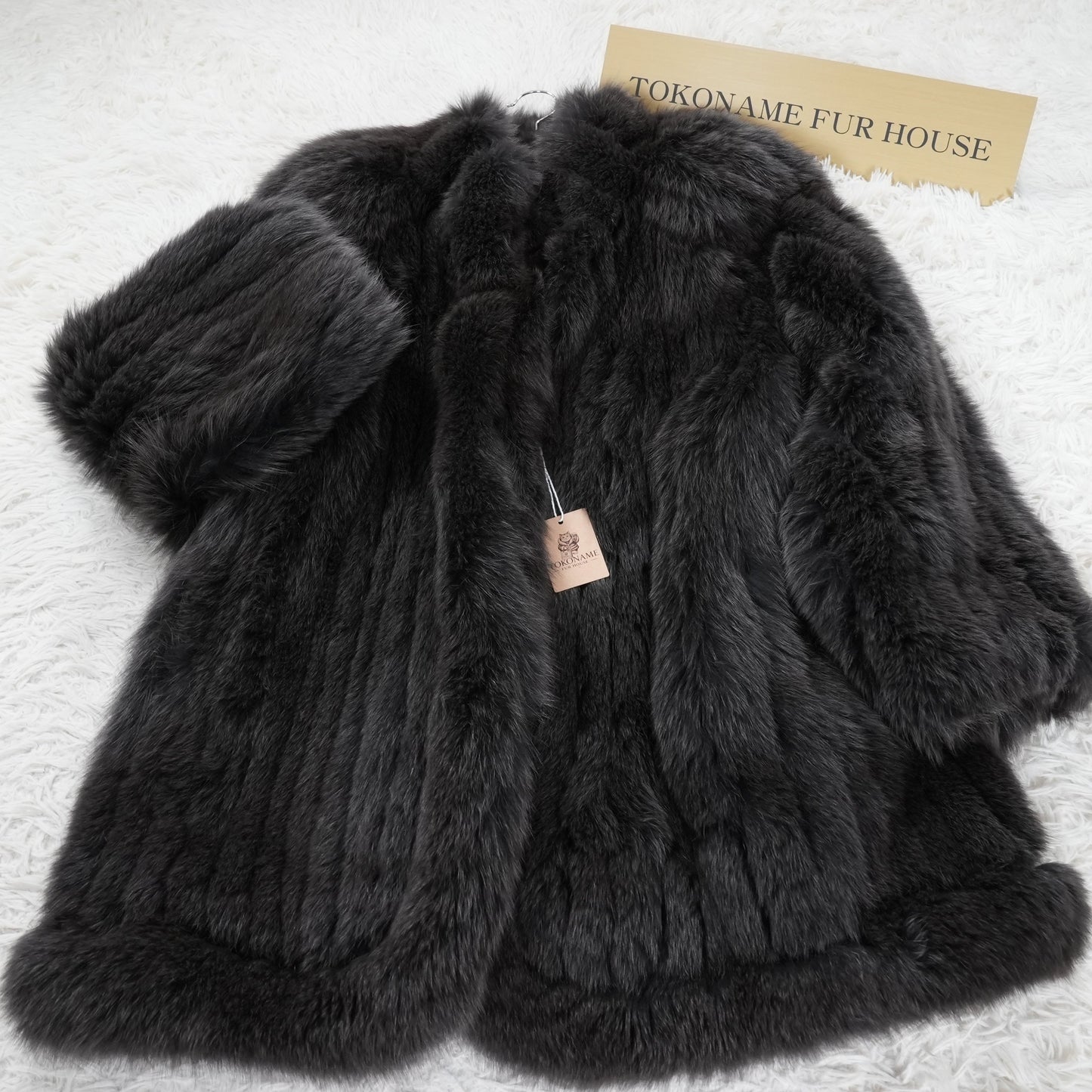 Gray Dyed Fox Fur Coat DU BAINS - Genuine Vintage Fur From Japan
